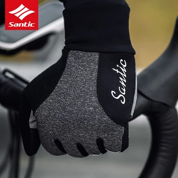 Santic Vinter Termisk Fleece Cykling Handsker Fuld Finger Vindtæt Touchscreen-MTB Cykel Handsker Mænd Kvinder guantes ciclismo