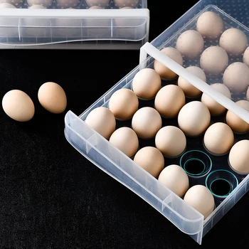 Opbevaring af æg Rack 30 Grid High Grade Anti-kollision Med Låg Skuffe Stabelbare Køkken Skuffe Organizer Køleskab opbevaringsboks