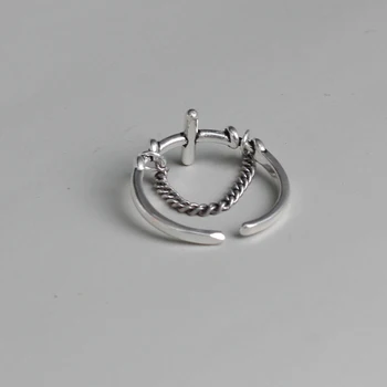 Ægte 925 sterling sølv ringe for kvinder på tværs af kæden Trendy fine Smykker Store Justerbar Antikke Ringe Anillos vantage kæde