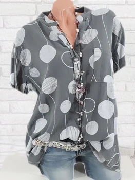 Kvinder bluser stor størrelse shirt damer shirt mode-shirt afslappet bølge punkt kort-langærmet shirt til kvinder