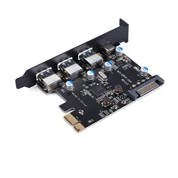 XT-XINTE USB 3.0 PCI-E Type C Expansion-Kort PCI Express Controller-Adapter 3x UBS3.0 + 2x USB-3.1 + 4Pin Power 15 bens SATA