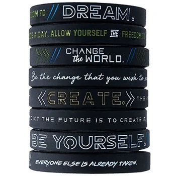 100pcs Inspirere til Tro Motiverende Drøm Ændre verden Være dig selv Oprette silikone armbånd armbånd gratis fragt