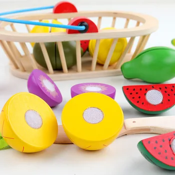 Træ-Magnetiske Frugt, Grøntsager Kombination Skæring Spil Toy Hus Børnene leger Lege, Simulering Kurv med Frugt, der er Børn Gaver