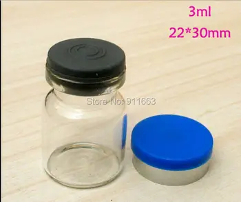 (100sets/masse) 3ml,20mm åbning,klart glas hætteglas med 20 mm gummiprop+20mm flip off caps,glas, flasker,