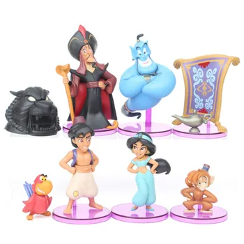 Disney 2-10cm Aladdin 8stk Tegnefilm Princess Dukke Jasmin Genie Jafar Anime Figur Pvc-Action Figurer, Legetøj til Børn DS24