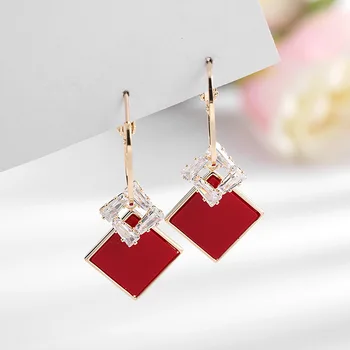 SINZRY trendy smykker tilbehør koreansk design cubic zircon firkantede geometriske vintage kvinder drop øreringe