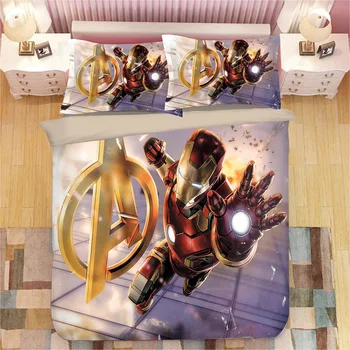 Avengers iron Man 3D-print strøelse sæt duvet cover sæt Pudebetræk dyne sengetøj sæt Captain America sengetøj sengetøj