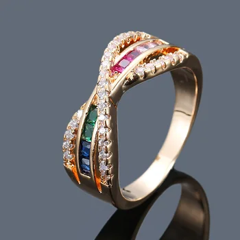 Ring Rainbow Serien Farve Ring Kreative Personlighed Fingerspids Gradient Farve Line Par Ring Dame Ring