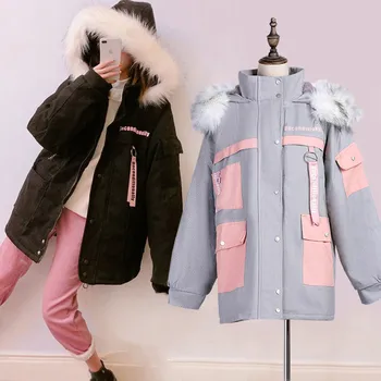 Japansk efterår og vinter søde lolita frakke stå tykkere pels krave studerende pels kawaii pige loli overfrakke