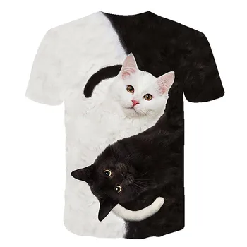 Nye Cool T-shirt Kvinder 3d-Tshirt Udskrive to kat kortærmet Sommer Toppe, t-Shirts T-shirt Mandlige S-3XL plus størrelse