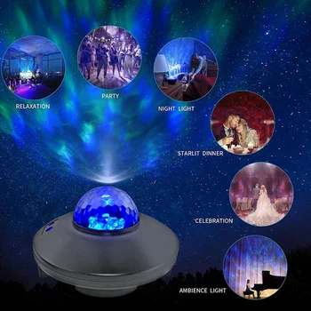Farverige stjernehimmel Projektor Blueteeth USB Voice Control Musik Afspiller LED Nat Lys Romantisk Projektion Lampe Fødselsdag Gave