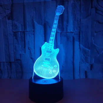 Guitar Led 3d Nightlight 7 Tryk på Fjernbetjeningen 3d-Lampe Visuelle Kreative Gave Led Nat Lys Nyhed Led Usb 3d-lamper
