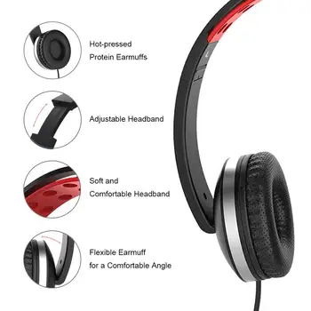 Gorsun GS785 Foldable Headphones with Mic-Sport Lette Stereo On-ear Headsets Stærk Bas Hovedtelefoner Til Computeren, PC-Telefoner