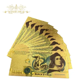 10stk Farve Italien Guld Seddel 500,000 Lire Guld Bemærk Falske Papir Penge Til Souveni Gaver
