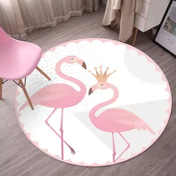 Nordeuropa Flamingo Unicorn Runde Tæppe Tegnefilm Stue, Soveværelse Børn Lege Tæppe Stol Hængende Kurv Cirkel, Non-slip Mat