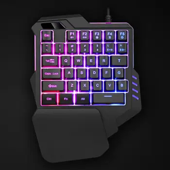 En hånd Gaming Tastatur Bærbare Ene Side Mekanisk Kablede Farverige Baggrundsbelyst Gaming Tastatur