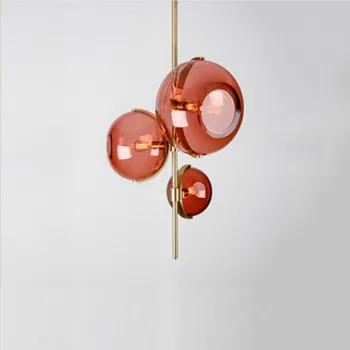 Nordisk loft art ruby glas lysekrone moderne minimalistisk italiensk restaurant soveværelse kreative tre-hovedet hængende lamper