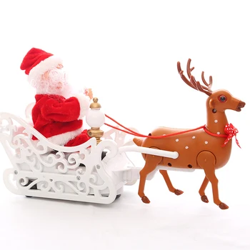 Rensdyr Santa jul legetøj og slæde elektriske julemandens slæde model Legetøj bil Musikalske kids Xmas legetøj gave Hjorte Santa Claus toy