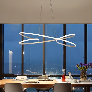 Sort/Hvide led-vedhæng lys moderne design til stue, soveværelse hængende lys Køkken Bar suspension loft pendel