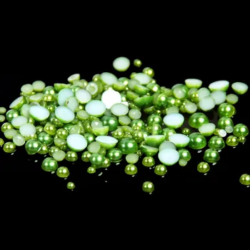 AAA+ Grøn Farve 1,5 mm,2mm,3mm,4mm,5mm,6mm,8mm,10mm,12mm Fladskærms tilbage ABS plast rundt Halvdelen Perler perler.