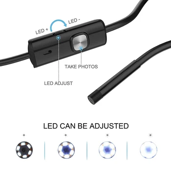 Endoskop 7mm Mini Android Endoskop Med 6 LED-1M Blød Kabel-Vandtæt Inspektion for Kun Andoird PC USB Endoskop endoscopio
