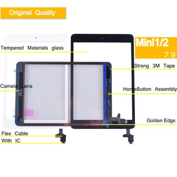 10stk/masse Originale Apple Mini 1 Touch Skærm, Digitizer Panel til ipad Mini A1455 A1454 A1432 Touchscreen med IC-Hjem-Knap