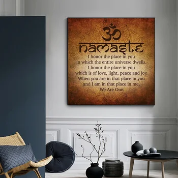 Culturenik Namaste Buddhistiske Inspirerende, Motiverende Åndelige Citat Plakater og Prints Væg Kunst, Lærred Maleri Hjem Indretning
