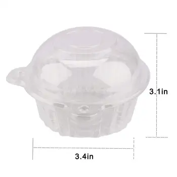 50stk Enkelte Plast Cupcake Klart Muffin Dome Indehavere Tilfælde Boks Wrap Kopper med Låg parts tilbehør til udsmykning