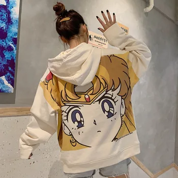 Efteråret Overstige Brand Sailor Moon Oversized Sweatshirt Hættetrøjer Kvinder Harajuku Riverdale Fremmed Ting Streetwear Kawaii Tøj