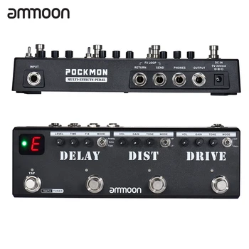 Ammoon POCKMON Multi-Effekter, Guitar Pedal Strip med Tuner Forsinkelse, Forvrængning Overdrive FX Loop Tap Tempo Guitar-Effekt-Pedal