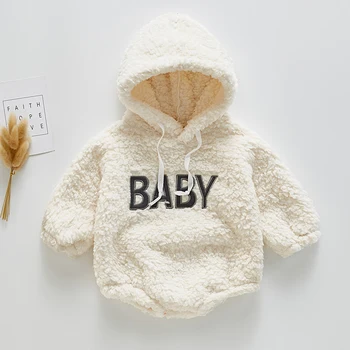 2019 Nyfødte Baby Piger Drenge Romper Søde Brev, Baby Tøj, Bomuld, Uld Baby Hætte Hætte Rompers Spædbarn Baby Drenge Buksedragt