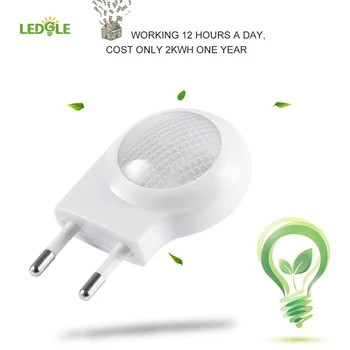 LEDGLE 4STK EU/US Stik AC110V / 220V 0,7 W Mini LED Nat Lys Belysning Auto Sensor Smart Baby Soveværelse Lampe Nat lampe