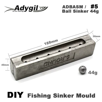 Adygil DIY Fiskeri Bolden Loddet Mould ADBASM/#5 Bold Loddet 44g 6 Huller