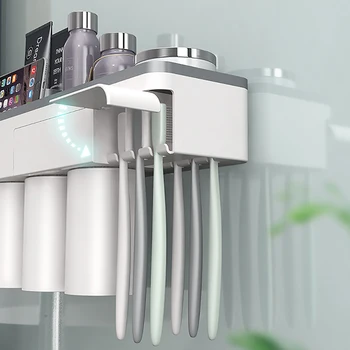 BAISPO Hjem Badeværelse Tilbehør Sæt Magnetiske Adsorption tandbørsteholder Med Tandpasta Squeezer Dispenser Storage Rack