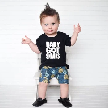 Sommeren Kids T-Shirt Baby Fik Snacks Brev Udskrive Tøj Funny Kid Drenge Piger Tøj Mode Søde Børn Shirt Toppe