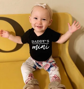 Nyfødte Baby Drenge Pige MAMA Daddy Mini Babygrows Bodysuit Buksedragt Sort Sommer Afslappet Tøj, Mode Brødre, Søstre Ropa