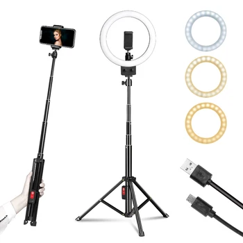 9 Tommer LED-Ringen Lys Fotografiske USB-Bærbare Selfie Lampe med Stativ og Stå, for Smartphone Youtube Video Studio Makeup