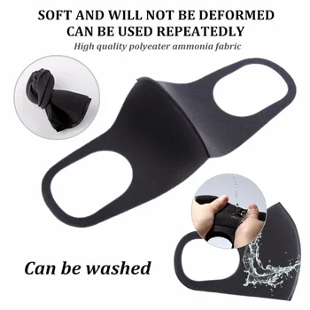 Vaskbar Munden Maske Sort Bomuld Klud PM25 Filter Åndedrætsværn med Støv 3D Holdbar ansigtsmasker Genanvendelige FPP2 Voksen PM2.5 10 Stk
