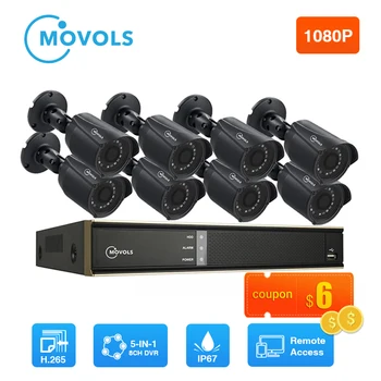 MOVOLS 1080P kit CCTV 8 2mp Kamera Udendørs vandtæt Overvågning sæt IR-Sikkerhed Kamera Video-overvågningssystem, der 8ch DVR Kits