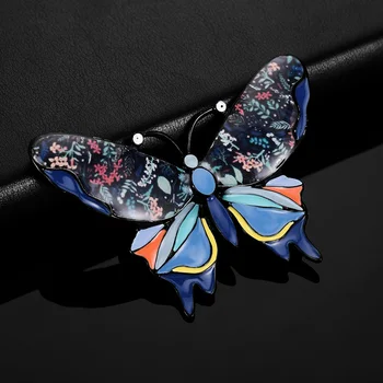 2019 Vintage Butterfly Brocher for Kvinder Stort Alloy Emalje Insekt Broche Pins Sexy Girl Party Kjole Tilbehør Søde Smykker