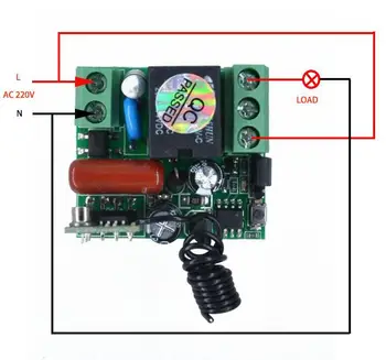 RF Wireless Light Remote Control-tasten 220V-230V-240V 1000W 433Mhz med 1CH Relæ 2-Knap Sort Sender Skifte