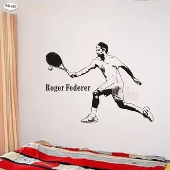 Dreng Mærkat Roger Federer Vinyl Væg Sticker 3D Tennis Spiller Plakat DIY Decal Indretning