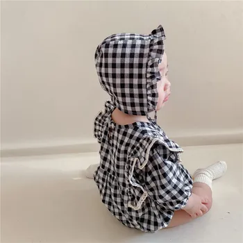 MILANCEL 2021 Foråret Baby Bodyer Plaid Drenge Ét Stykke Spædbarn Girs Tøj Spædbarn Tøj med Hat