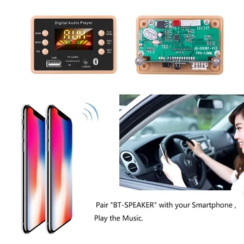 Kebidu Trådløse Bluetooth-5.0 MP3 Dekoder Bord Modul 5V og 12V AC6926 Chipset FM-Radio Modul MP3 FLAC WMA WAV Til bilsættet