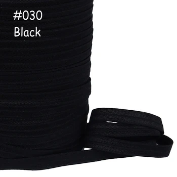 (200yards/masse sort) 10mm smalle skinnende sort fold-over elastisk bånd