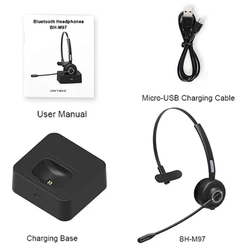 Call Center Headset Trådløse Bluetooth Hovedtelefoner til PC Headset med Noise Cancelling Mikrofon til Skype, Voip mobiltelefon Kontor