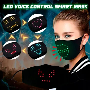 Mascarillas Voksen ansigtsmaske Mode LED-stemme-aktiveret lysende maske maske maskerade festival party ansigt maske Fest Dekoration