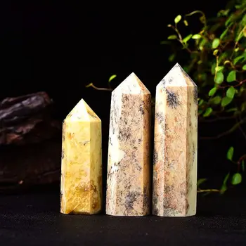 1PC Naturlig Krystal, Gul Kvarts Punkt Healing Sten Sekskantede Prismer 50-80mm Obelisk Wand Behandling Ornamenter Sten DIY Gave