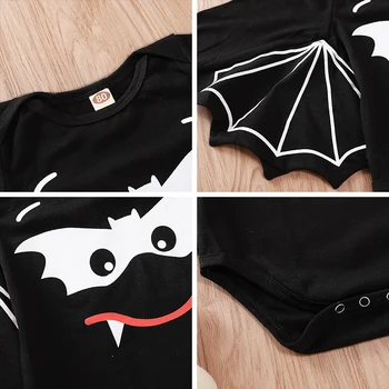 Batwing Ærme Børn Efteråret Tegnefilm Tøj 2020 Nye Halloween Animal Print Tøj til Drenge 6-18M Børn Fashion kravledragter
