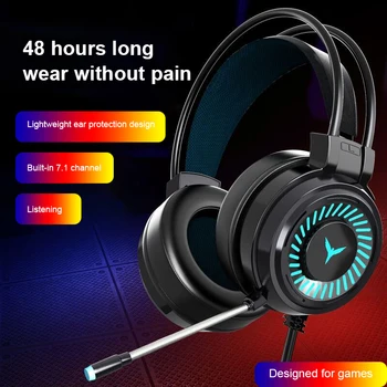 G58 Gaming Headsets Surround Sound Stereo Kabel Hovedtelefoner USB-Mikrofon Farverige Lys Bærbare PC Spil Headset